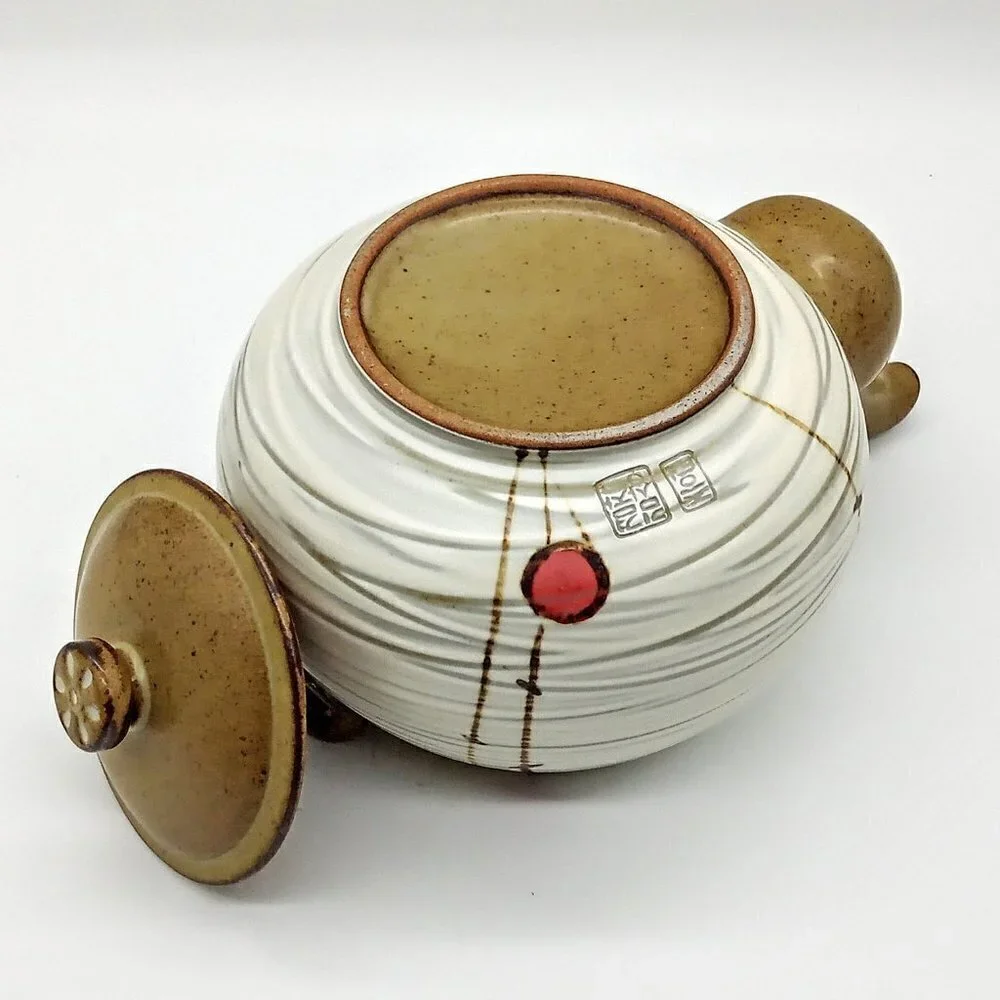 Handmade Korean Chulhwa Buncheong Cherry Ceramic Tea Set